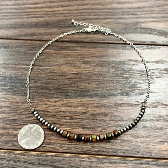 Choker Dark Turquoise Western Pearl Necklace - Picture 3 of 3